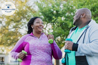 African-American couple exercising together