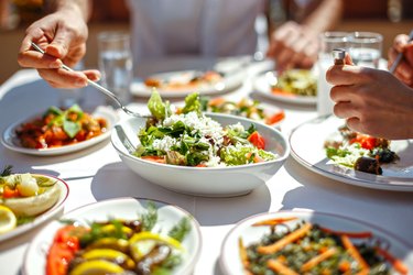 Salad recipes on lunch table