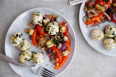 Sheet Pan Greek Meatballs With Veggies and Chickpeas